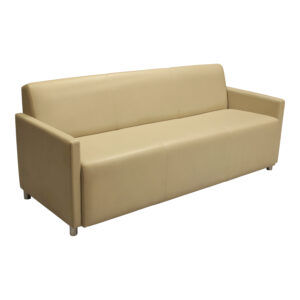 Steelcase Coalesse Used Three Seater PU Leather Sofa, Cream