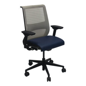 Steelcase Think Used Coconut Mesh Back Task Chair, Ocean Blue PU Leather Seat