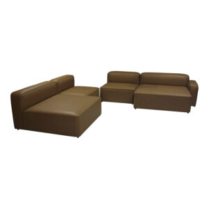 Trio Line Polska Used 4 Piece Modular Leather Sofa, Kaki