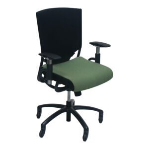 Global Used Black Mesh Task Chair, Green Pattern Seat