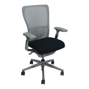 Haworth Zody Used Light Gray Mesh Back Task Chair w Polished Aluminum Base, Black