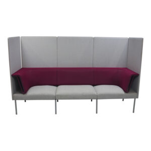 Herman Miller Used Public Office Landscape Three Seater Sofa w Privacy Panels, Light Gray and Magenta