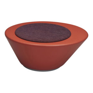 Leland Used Oval Two-Tone Ottoman, Orange w Purple Disc
