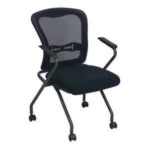 Office Star Products Used Nesting Mobile Mesh Chair, Black