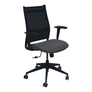 SitOnIt Wit High Back Used Black Mesh Back Conference Chair, Gray Pattern Seat