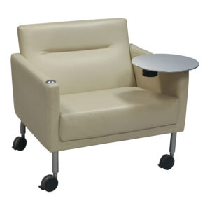 Steelcase Coalesse Sidewalk Used Lounge Chair w Tablet, Cream Leather