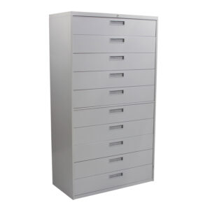 Steelcase Used 10 Drawer 36 Inch Card File, Light Gray