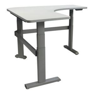 Steelcase Used L-shaped Sit Stand Desk w Computer Corner, White
