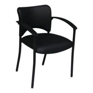 Teknion Amicus Used Guest Chair, Black Satin PU Leather