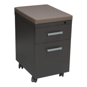 Used Box File Mobile Pedestal w Cushion Top, Taupe