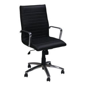 Office to Go High Back Luxhide Tilter Used Conference Chair, Black