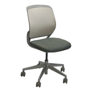 Steelcase Cobi Used Coconut Mesh Back Armless Chair w Platinum Frame, Warm Gray Pattern