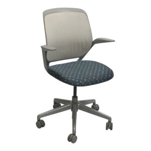 Steelcase Cobi Used Coconut Mesh Back Conference Chair w Platinum Frame, Blue Circle Pattern